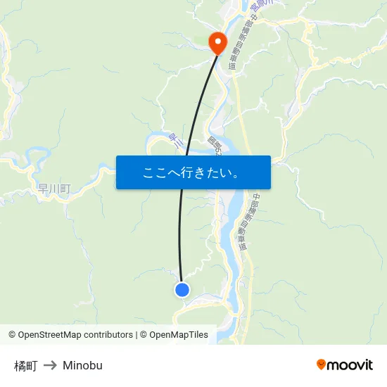 橘町 to Minobu map
