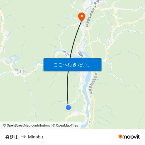 身延山 to Minobu map