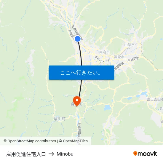 雇用促進住宅入口 to Minobu map