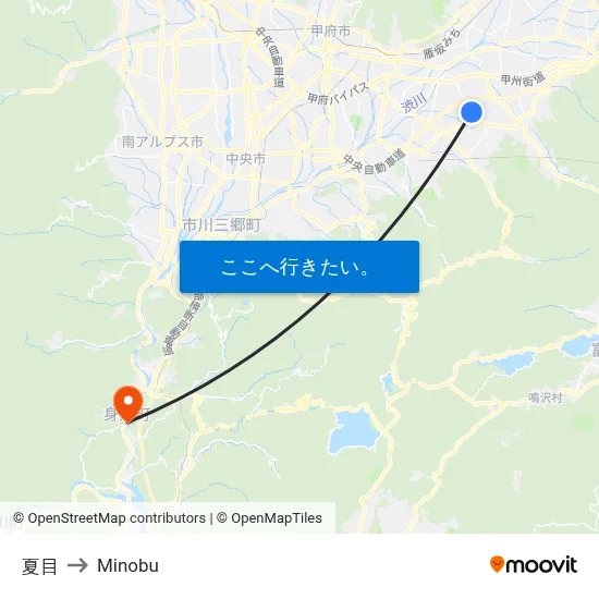夏目 to Minobu map