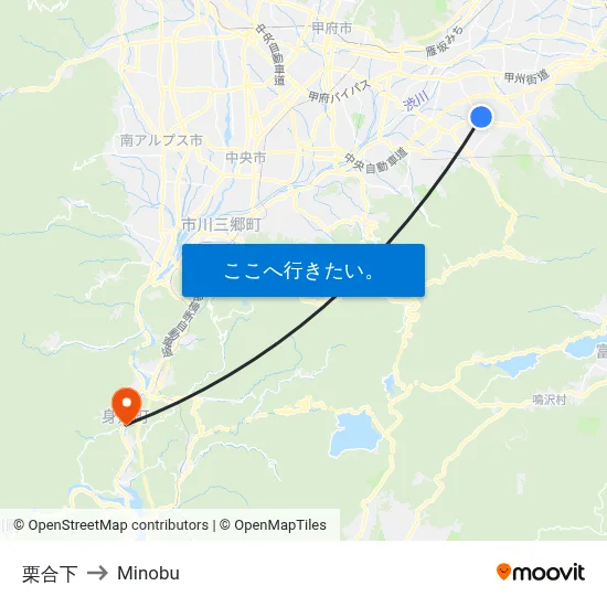 栗合下 to Minobu map
