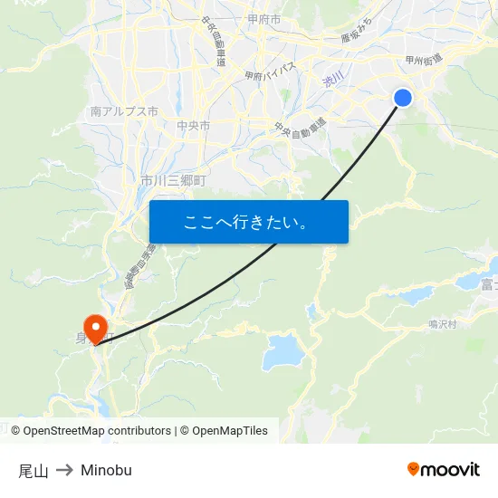 尾山 to Minobu map