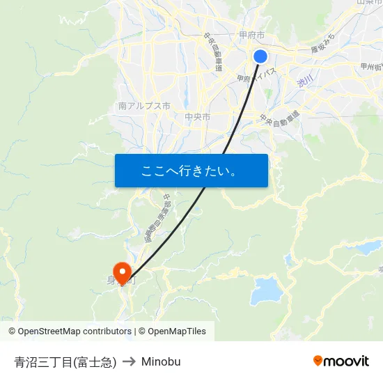 青沼三丁目(富士急) to Minobu map