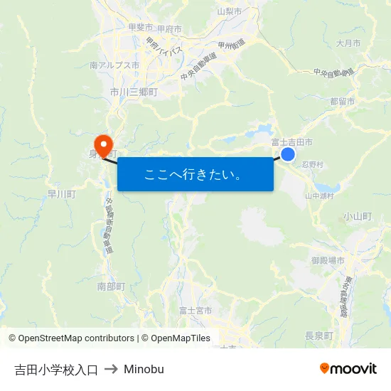 吉田小学校入口 to Minobu map