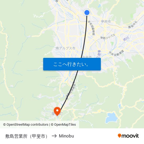 敷島営業所（甲斐市） to Minobu map