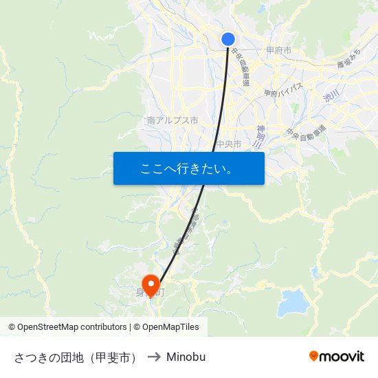 さつきの団地（甲斐市） to Minobu map