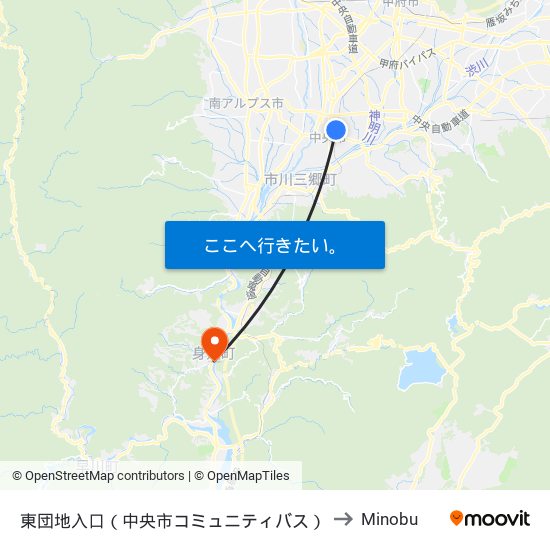 東団地入口（中央市コミュニティバス） to Minobu map