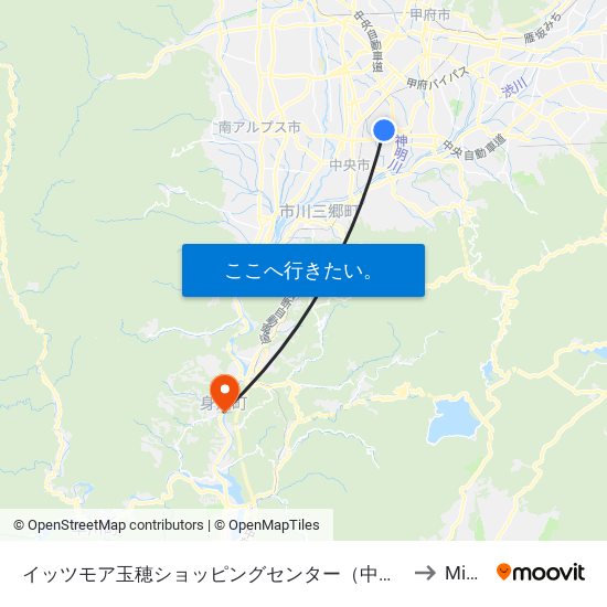 イッツモア玉穂ショッピングセンター（中央市コミュニティバス） to Minobu map