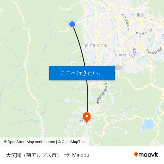 天笑閣（南アルプス市） to Minobu map