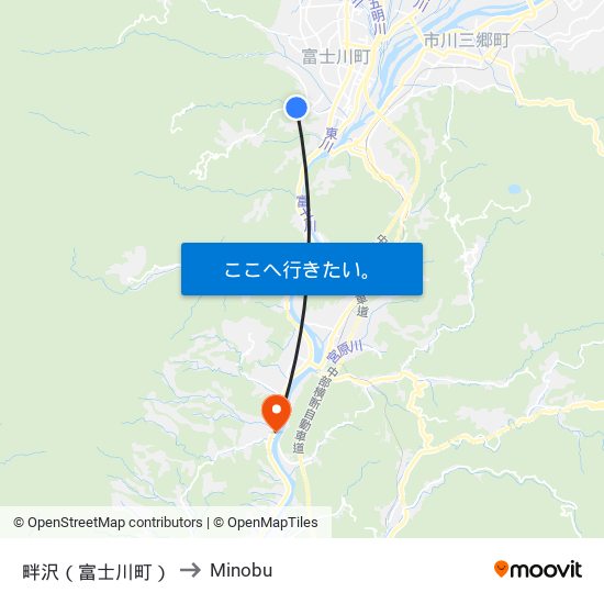 畔沢（富士川町） to Minobu map