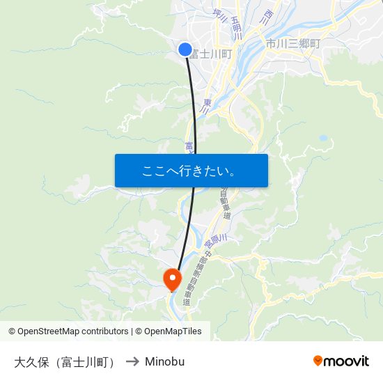 大久保（富士川町） to Minobu map