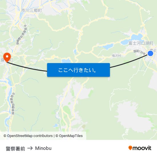 警察署前 to Minobu map