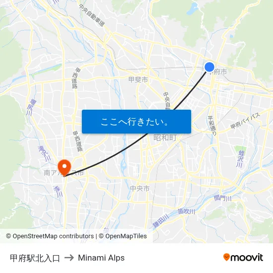 甲府駅北入口 to Minami Alps map