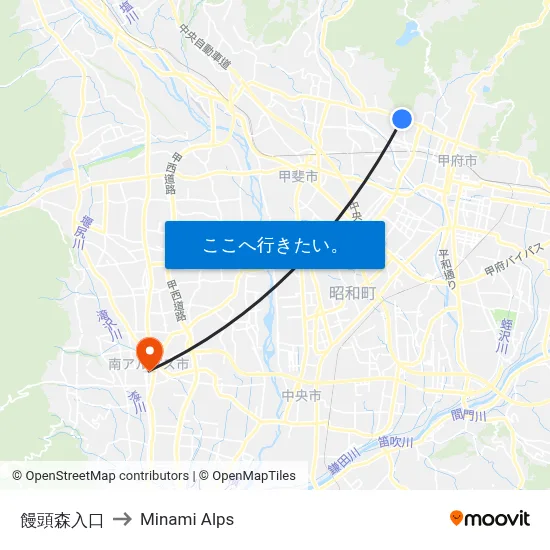 饅頭森入口 to Minami Alps map