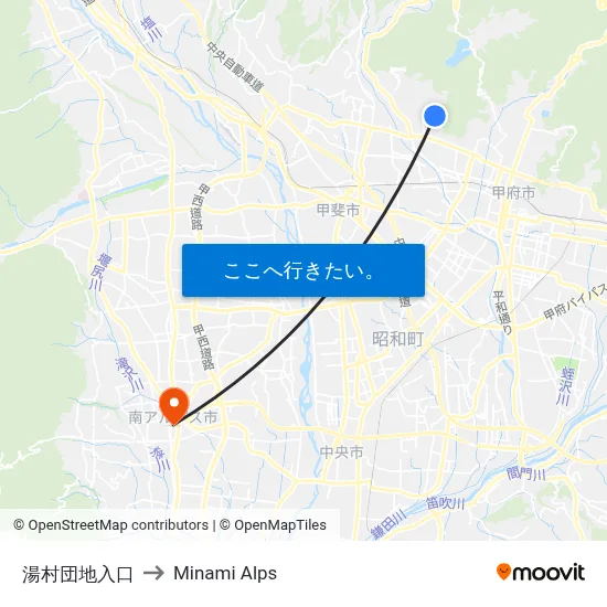 湯村団地入口 to Minami Alps map
