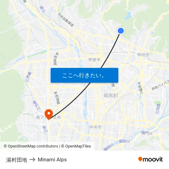 湯村団地 to Minami Alps map
