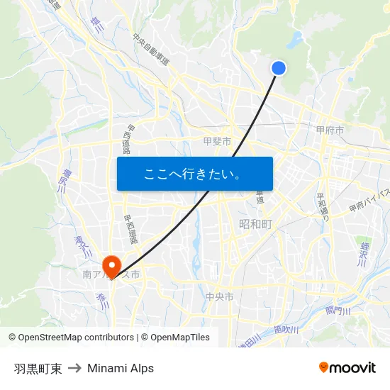 羽黒町東 to Minami Alps map