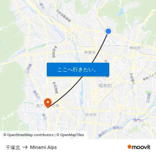 千塚北 to Minami Alps map