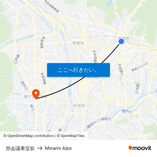 県会議事堂前 to Minami Alps map