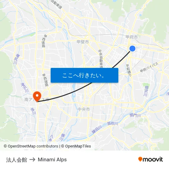 法人会館 to Minami Alps map