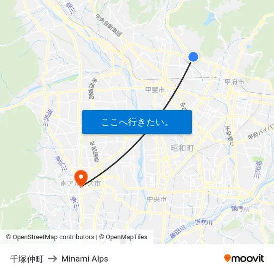 千塚仲町 to Minami Alps map