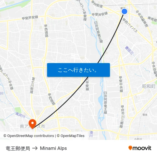 竜王郵便局 to Minami Alps map