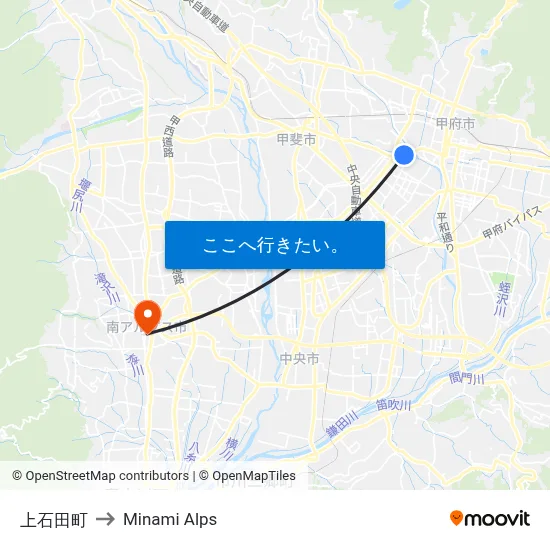 上石田町 to Minami Alps map