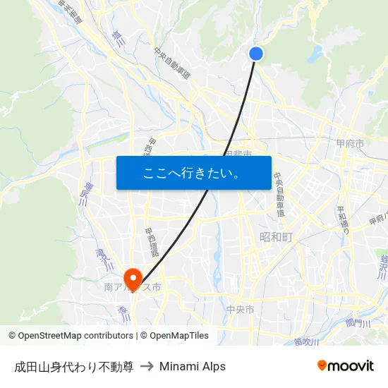 成田山身代わり不動尊 to Minami Alps map