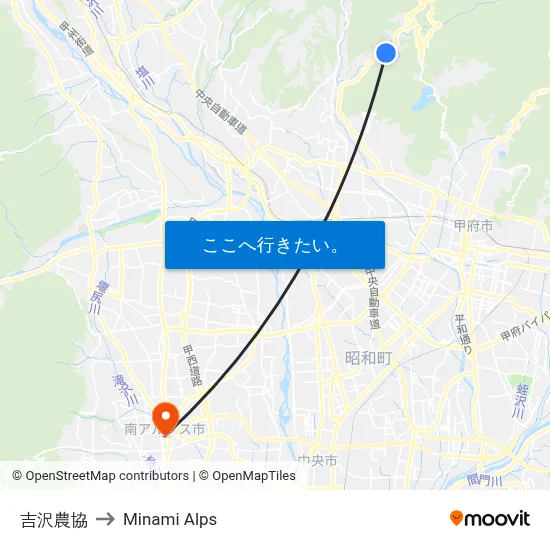 吉沢農協 to Minami Alps map