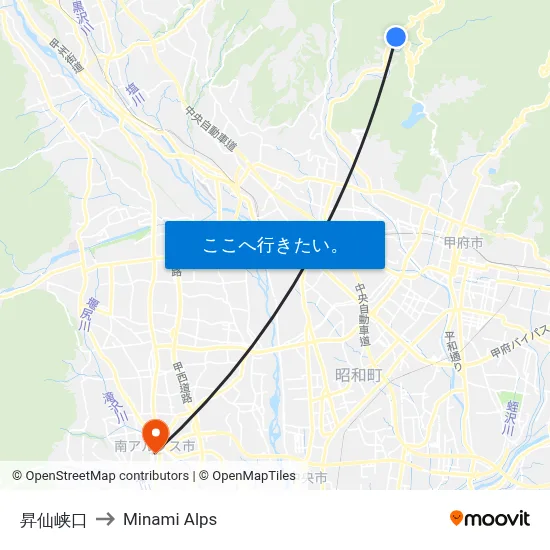 昇仙峡口 to Minami Alps map