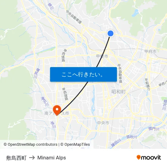 敷島西町 to Minami Alps map