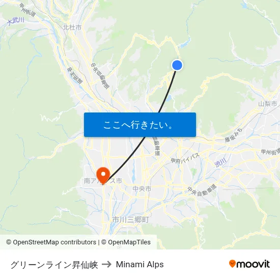 グリーンライン昇仙峡 to Minami Alps map