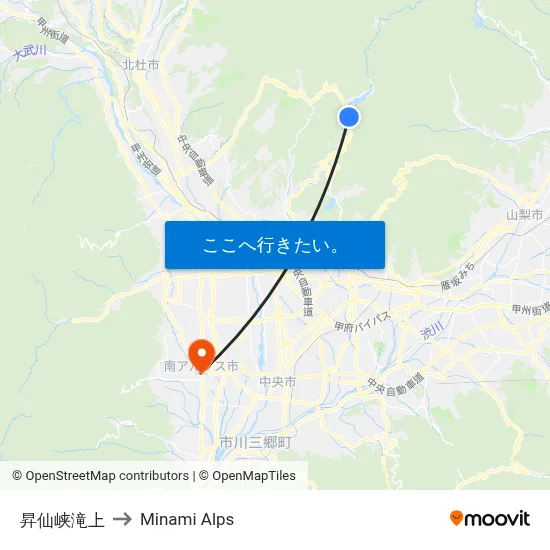 昇仙峡滝上 to Minami Alps map