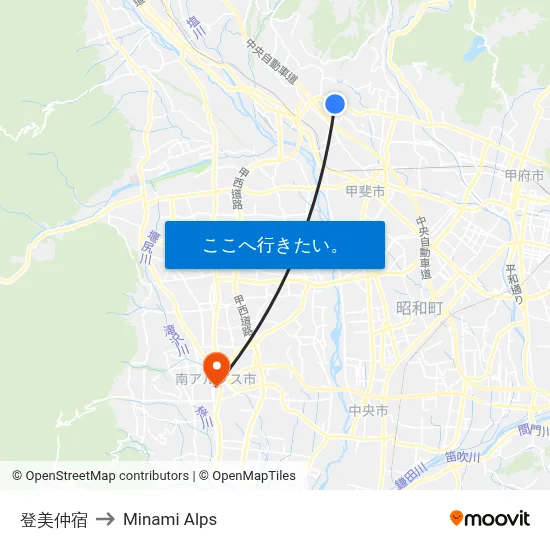 登美仲宿 to Minami Alps map