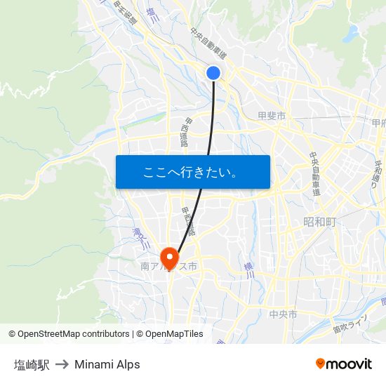 塩崎駅 to Minami Alps map