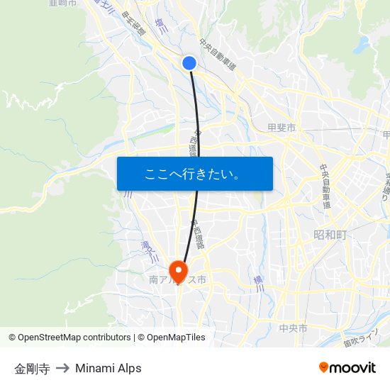 金剛寺 to Minami Alps map
