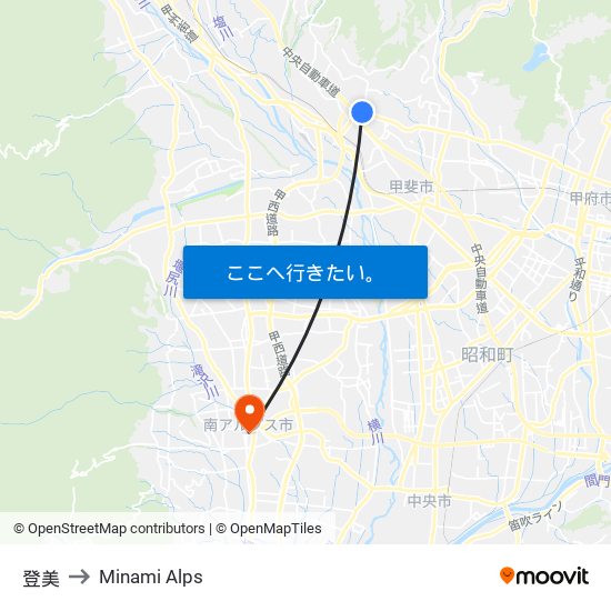 登美 to Minami Alps map