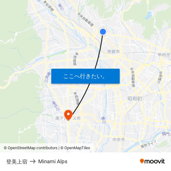 登美上宿 to Minami Alps map