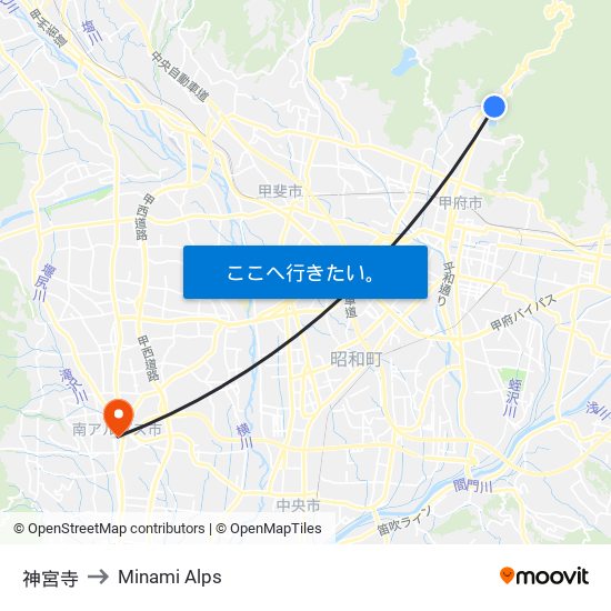 神宮寺 to Minami Alps map