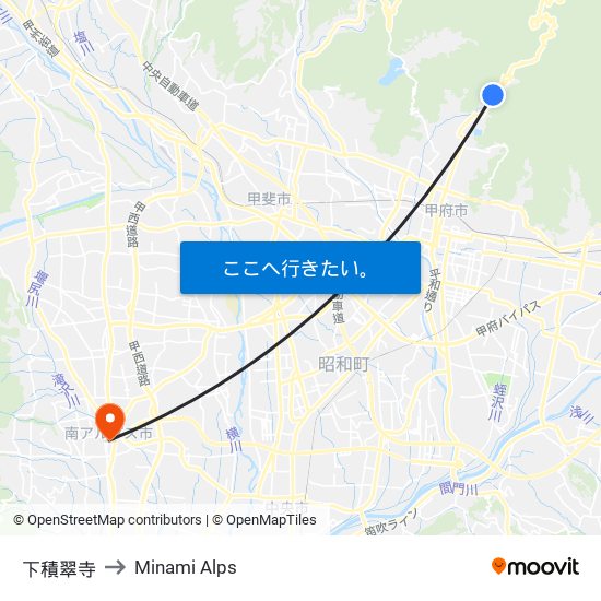 下積翠寺 to Minami Alps map