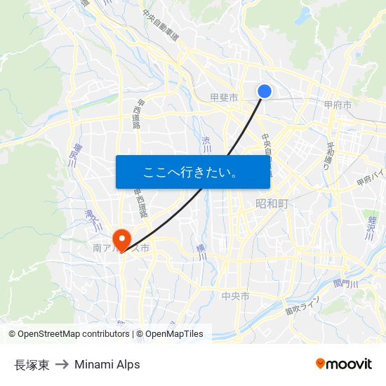 長塚東 to Minami Alps map