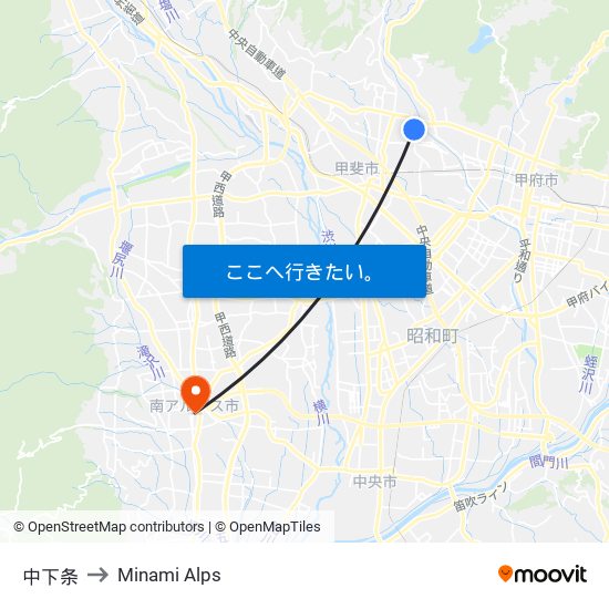 中下条 to Minami Alps map