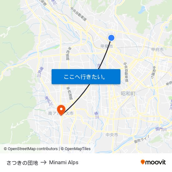 さつきの団地 to Minami Alps map
