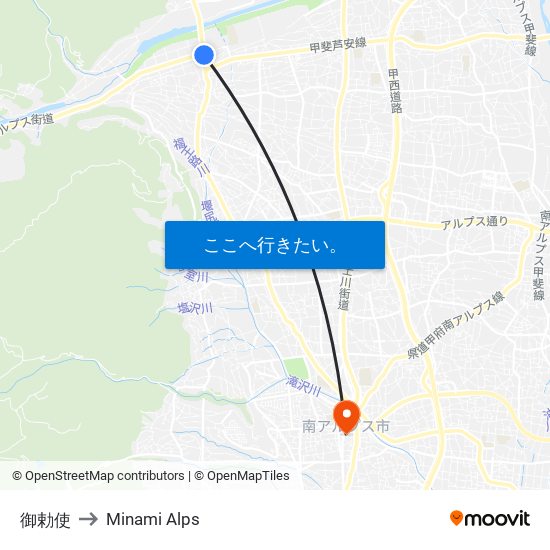 御勅使 to Minami Alps map