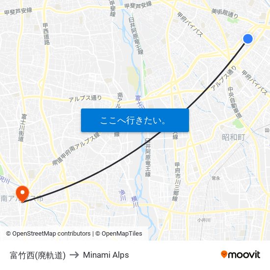 富竹西(廃軌道) to Minami Alps map