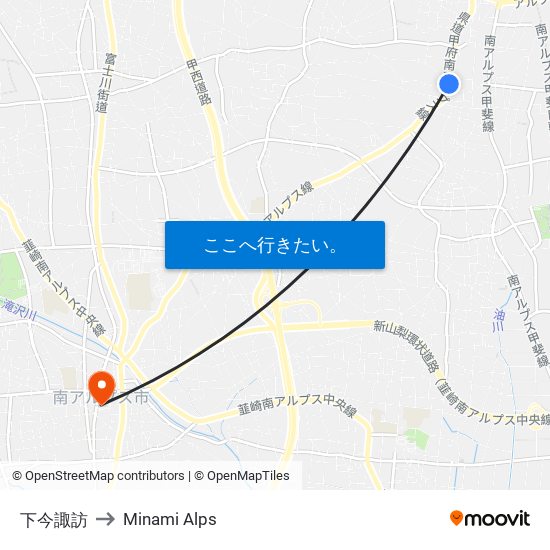 下今諏訪 to Minami Alps map