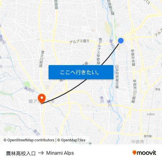 農林高校入口 to Minami Alps map