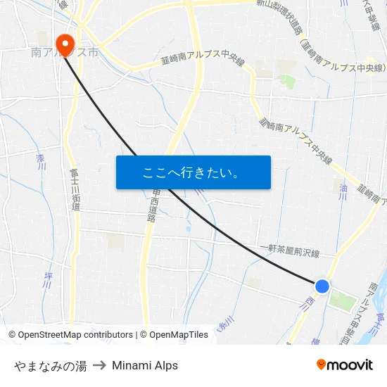 やまなみの湯 to Minami Alps map
