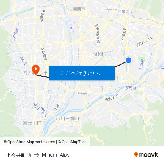 上今井町西 to Minami Alps map