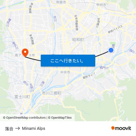 落合 to Minami Alps map